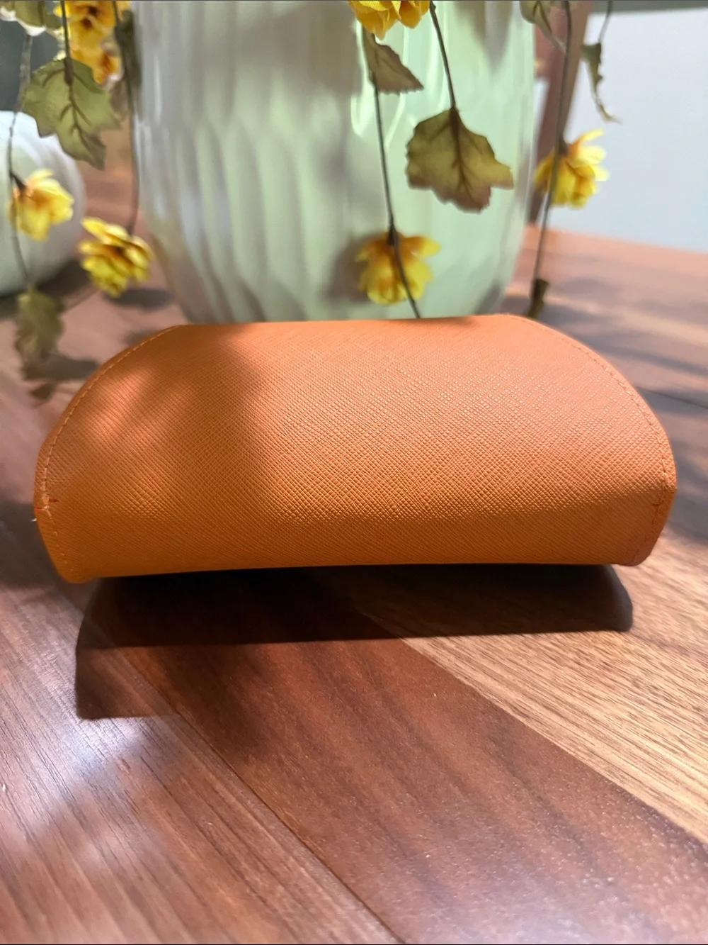 Tory Burch Orange Saffiano Sunglasses Case with Logo Plaque